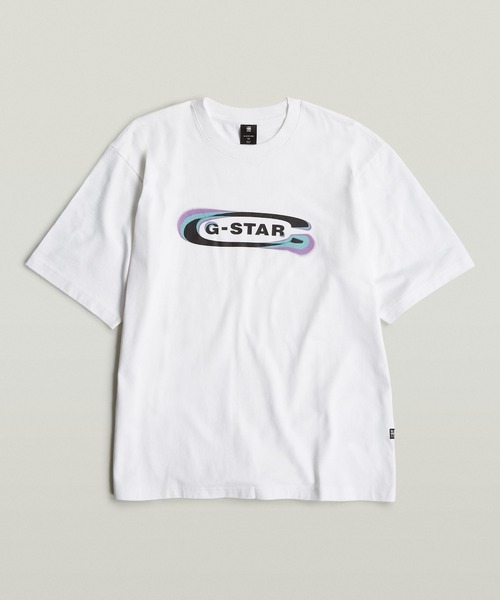 G-STAR（ジースター）の「Gradient Old Skool Logo T-Shirt/グラフィックプリントクラシックロゴTシャツ（Tシャツ/カットソー・メンズ・ダークブラック/ホワイト・SMALL/LARGE/X-LARGE/MEDIUM）」の2枚目の写真