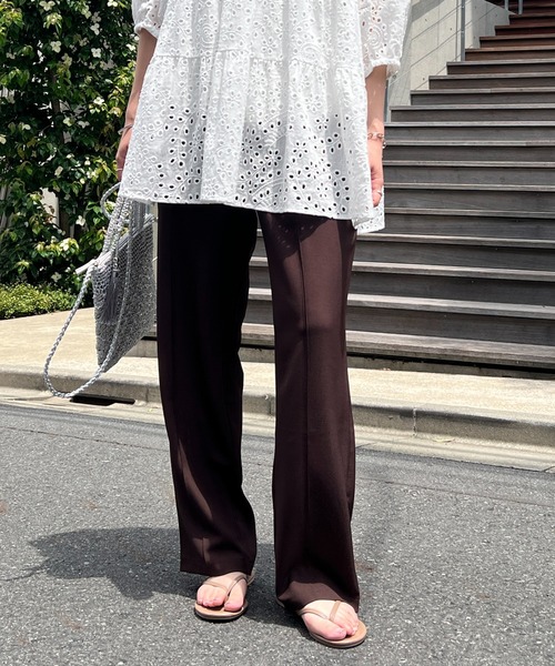 un dix cors（アンディコール）の「《スタイリッシュなのに履き心地ラクチン》ピンタックイージーパンツ（スラックス・レディース・ブラウン/ブラック・M/L）」の2枚目の写真