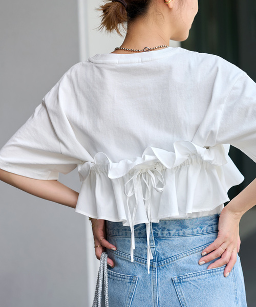 JOURNAL STANDARD relume(ジャーナルスタンダード レリューム)の「フリルパーツセットTシャツ(Tシャツ/カットソー・レディース・ブラック/ホワイト・FREE)」の2枚目の写真