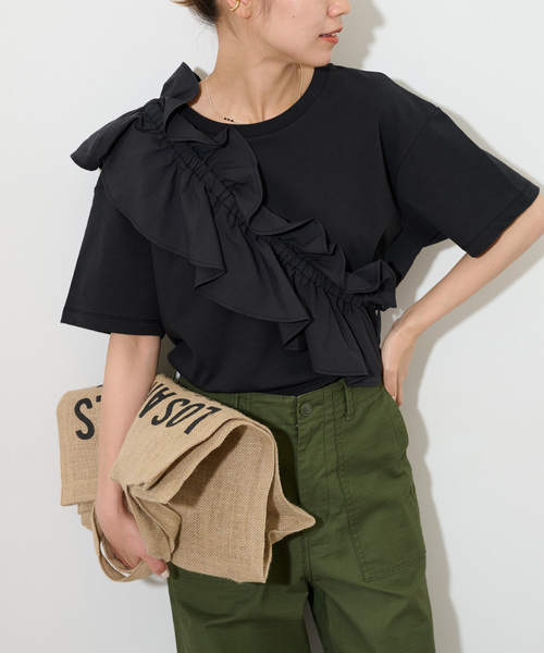 JOURNAL STANDARD relume(ジャーナルスタンダード レリューム)の「フリルパーツセットTシャツ(Tシャツ/カットソー・レディース・ブラック/ホワイト・FREE)」の8枚目の写真