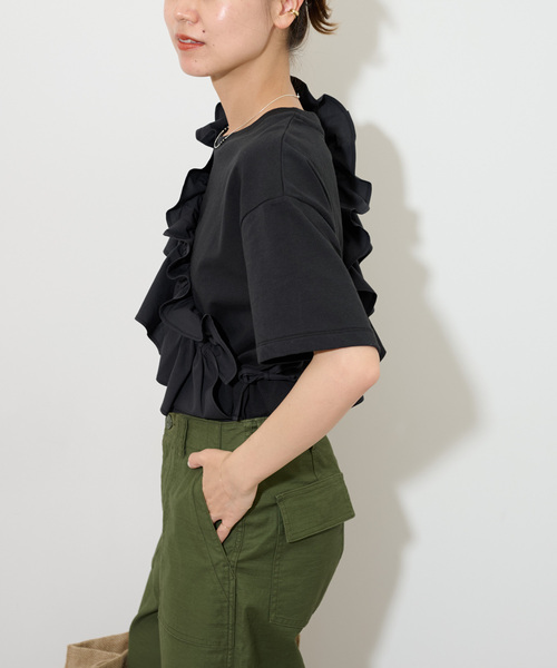 JOURNAL STANDARD relume(ジャーナルスタンダード レリューム)の「フリルパーツセットTシャツ(Tシャツ/カットソー・レディース・ブラック/ホワイト・FREE)」の7枚目の写真
