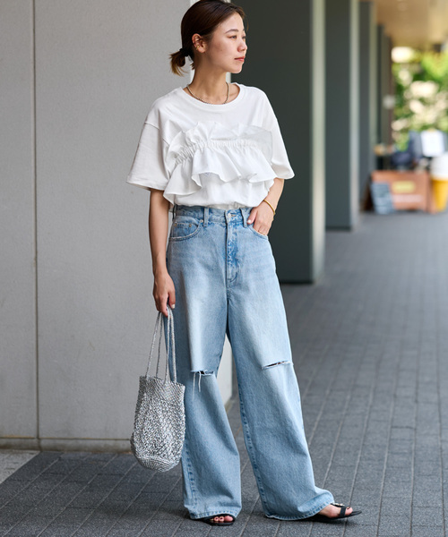 JOURNAL STANDARD relume(ジャーナルスタンダード レリューム)の「フリルパーツセットTシャツ(Tシャツ/カットソー・レディース・ブラック/ホワイト・FREE)」の5枚目の写真