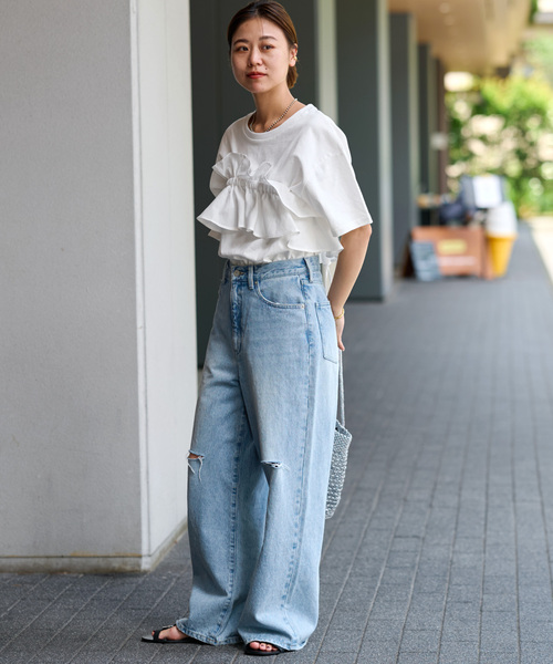 JOURNAL STANDARD relume(ジャーナルスタンダード レリューム)の「フリルパーツセットTシャツ(Tシャツ/カットソー・レディース・ブラック/ホワイト・FREE)」の4枚目の写真