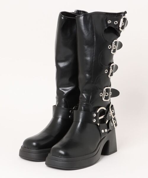 HYSTERIC GLAMOUR 厚底　バックル付きブーツ ブラック HYSTERIC GLAMOUR（ヒステリックグラマー）の「プラットフォーム