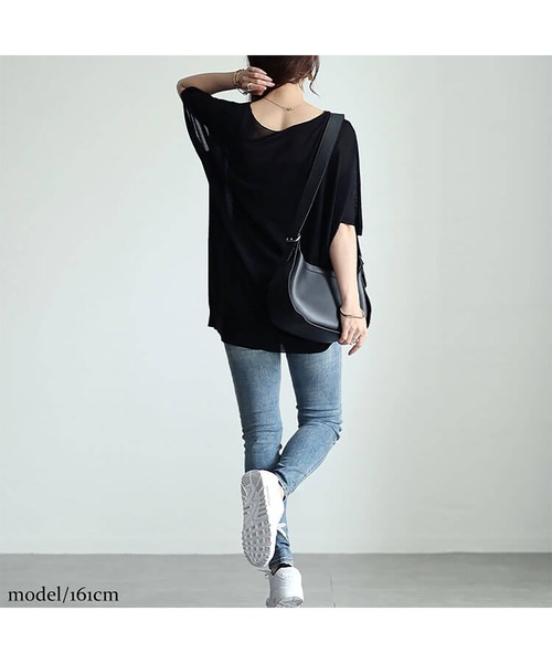 GOLDJAPAN(ゴールドジャパン)の「編み切り替えドルマンニットプルオーバー【大きいサイズ対応】(Tシャツ/カットソー・レディース・ラベンダー/ブラック/ダークグリーン・LL~3L/4L~5L)」の11枚目の写真