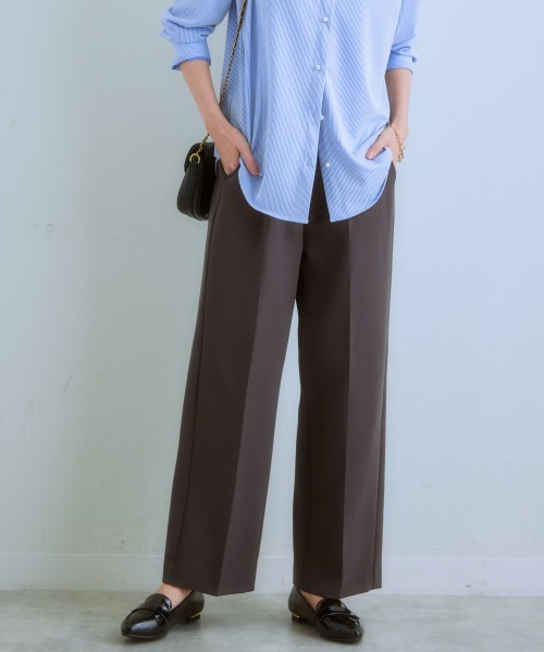 7days Life Styling(セブンデイズライフスタイリング)の「ダブルクロスノータックセミワイドパンツ(スラックス・レディース・チャコール/ベージュ/ネイビー・M/S/LL/L)」の5枚目の写真