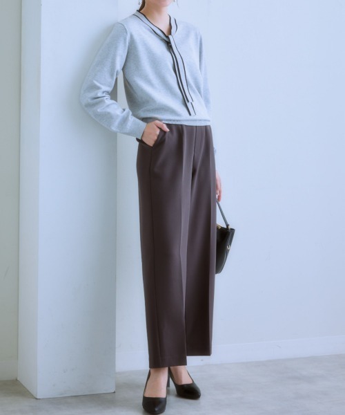 7days Life Styling(セブンデイズライフスタイリング)の「ダブルクロスノータックセミワイドパンツ(スラックス・レディース・チャコール/ベージュ/ネイビー・M/S/LL/L)」の10枚目の写真