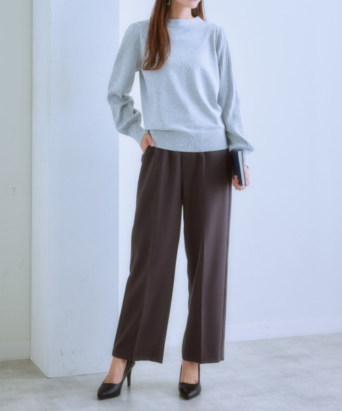 7days Life Styling(セブンデイズライフスタイリング)の「ダブルクロスノータックセミワイドパンツ(スラックス・レディース・チャコール/ベージュ/ネイビー・M/S/LL/L)」の7枚目の写真