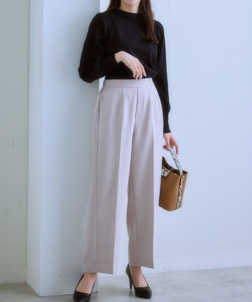 7days Life Styling(セブンデイズライフスタイリング)の「ダブルクロスノータックセミワイドパンツ(スラックス・レディース・チャコール/ベージュ/ネイビー・M/S/LL/L)」の12枚目の写真