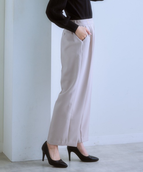 7days Life Styling(セブンデイズライフスタイリング)の「ダブルクロスノータックセミワイドパンツ(スラックス・レディース・チャコール/ベージュ/ネイビー・M/S/LL/L)」の13枚目の写真
