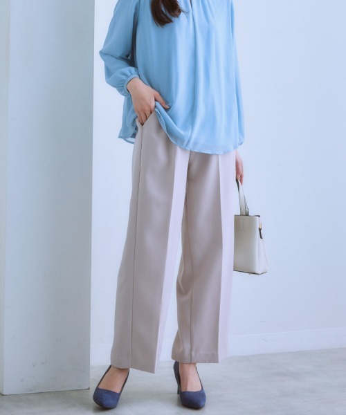 7days Life Styling(セブンデイズライフスタイリング)の「ダブルクロスノータックセミワイドパンツ(スラックス・レディース・チャコール/ベージュ/ネイビー・M/S/LL/L)」の16枚目の写真