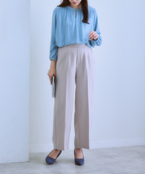 7days Life Styling(セブンデイズライフスタイリング)の「ダブルクロスノータックセミワイドパンツ(スラックス・レディース・チャコール/ベージュ/ネイビー・M/S/LL/L)」の17枚目の写真