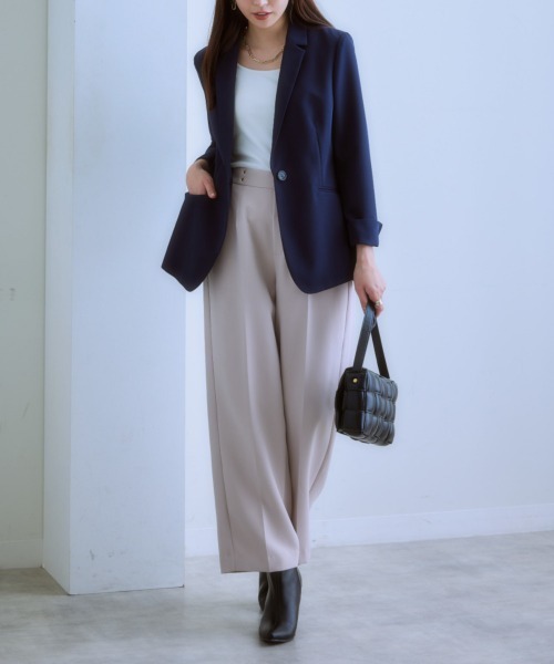 7days Life Styling(セブンデイズライフスタイリング)の「ダブルクロスノータックセミワイドパンツ(スラックス・レディース・チャコール/ベージュ/ネイビー・M/S/LL/L)」の19枚目の写真