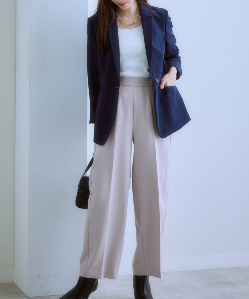 7days Life Styling(セブンデイズライフスタイリング)の「ダブルクロスノータックセミワイドパンツ(スラックス・レディース・チャコール/ベージュ/ネイビー・M/S/LL/L)」の20枚目の写真