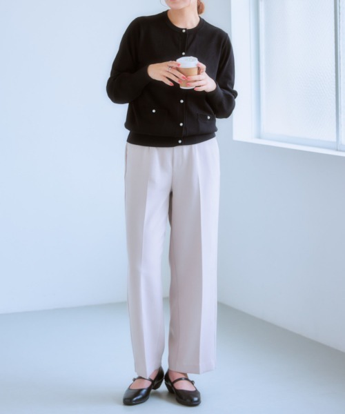 7days Life Styling(セブンデイズライフスタイリング)の「ダブルクロスノータックセミワイドパンツ(スラックス・レディース・チャコール/ベージュ/ネイビー・M/S/LL/L)」の21枚目の写真