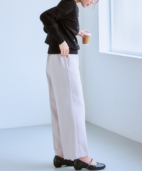 7days Life Styling(セブンデイズライフスタイリング)の「ダブルクロスノータックセミワイドパンツ(スラックス・レディース・チャコール/ベージュ/ネイビー・M/S/LL/L)」の22枚目の写真