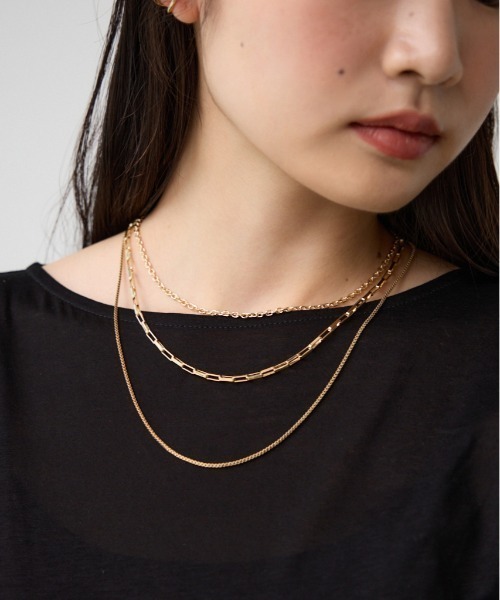ステンレス3連ミックスチェーンネックレス（ネックレス）｜AZUL BY
