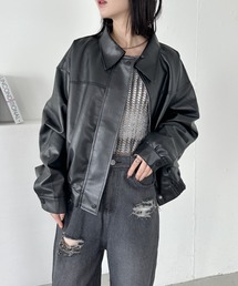 オーバーサイズショート丈PUブルゾン