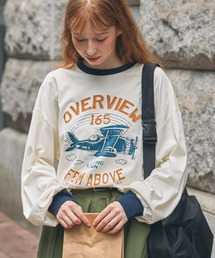 ヴィンテージライク アソートプリント リンガー長袖Tシャツ