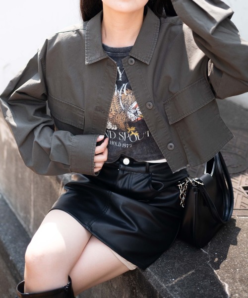 WEGO（ウィゴー）の「WEGO/ミリタリーショートシャツ（シャツ/ブラウス・レディース・その他1/オリーブ・FREE）」の6枚目の写真