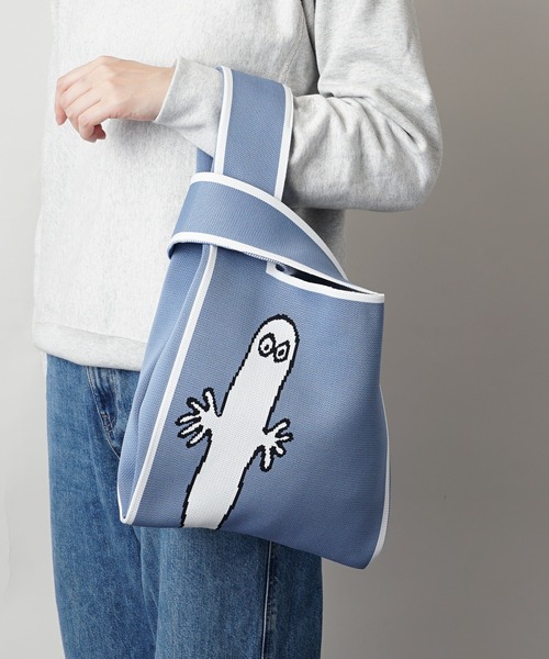 MOOMIN（ムーミン）の「【MOOMIN】(ムーミン) 軽量 マルシェバッグ ニットバッグ（トートバッグ・レディース・ブラウン/オレンジ/アイボリー/ダークグレー/ボルドー/マスタード/ライトカーキ/グレイッシュベージュ/グレイッシュブルー/ライトベージュ/ライトブルー/ナチュラル/ライトグレー/ライム/ダークネイビー/チャコール・ONE SIZE）」の11枚目の写真
