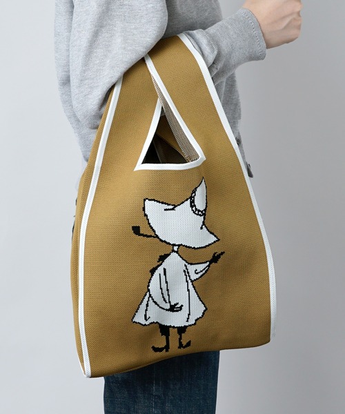 MOOMIN（ムーミン）の「【MOOMIN】(ムーミン) 軽量 マルシェバッグ ニットバッグ（トートバッグ・レディース・ブラウン/オレンジ/アイボリー/ダークグレー/ボルドー/マスタード/ライトカーキ/グレイッシュベージュ/グレイッシュブルー/ライトベージュ/ライトブルー/ナチュラル/ライトグレー/ライム/ダークネイビー/チャコール・ONE SIZE）」の14枚目の写真