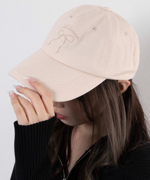 WEGO（ウィゴー）の「WEGO/フロントバック刺繍キャップ（キャップ・レディース・オフホワイト/ブラック系2/ブラック・FREE）」の4枚目の写真