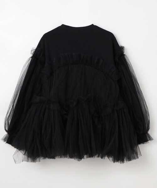 VIVIANO（ヴィヴィアーノ）の「VIVIANO/ヴィヴィアーノ Swell Tulle Sweat Shirt / VS-AW24-CS03 / クルーネックスウェット（スウェット・レディース・ホワイト/ブラック・MEDIUM）」の3枚目の写真