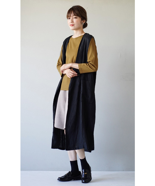 zootie（ズーティー）の「シルキースムースコットン Tシャツ［七分袖］（Tシャツ/カットソー・レディース・ライトブルー/ブラック/ライトグレー/ネイビー/ミント/オフホワイト/カーキ/グレイッシュベージュ・LL/M/L）」の9枚目の写真
