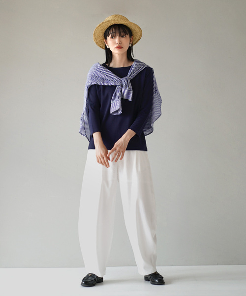 zootie（ズーティー）の「シルキースムースコットン Tシャツ［七分袖］（Tシャツ/カットソー・レディース・ライトブルー/ブラック/ライトグレー/ネイビー/ミント/オフホワイト/カーキ/グレイッシュベージュ・LL/M/L）」の15枚目の写真