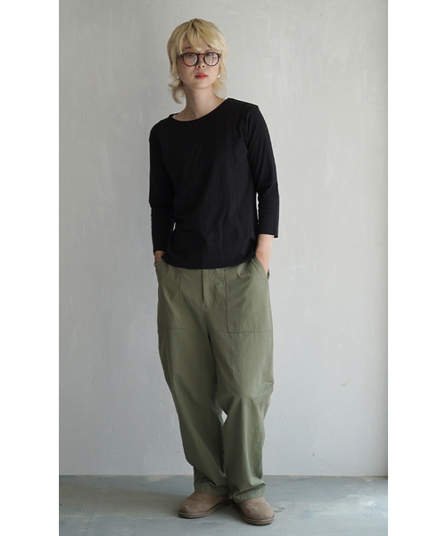 zootie（ズーティー）の「シルキースムースコットン Tシャツ［七分袖］（Tシャツ/カットソー・レディース・ライトブルー/ブラック/ライトグレー/ネイビー/ミント/オフホワイト/カーキ/グレイッシュベージュ・LL/M/L）」の19枚目の写真