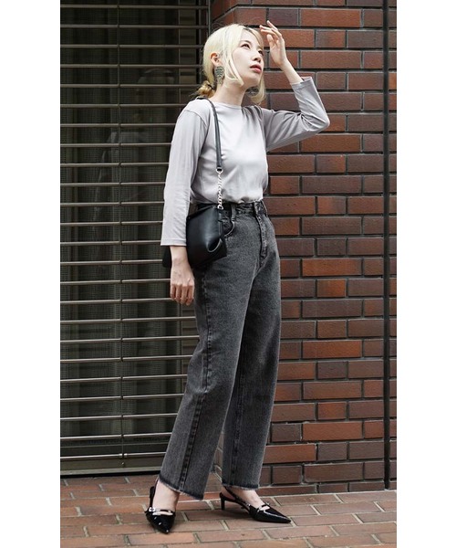 zootie（ズーティー）の「シルキースムースコットン Tシャツ［七分袖］（Tシャツ/カットソー・レディース・ライトブルー/ブラック/ライトグレー/ネイビー/ミント/オフホワイト/カーキ/グレイッシュベージュ・LL/M/L）」の21枚目の写真