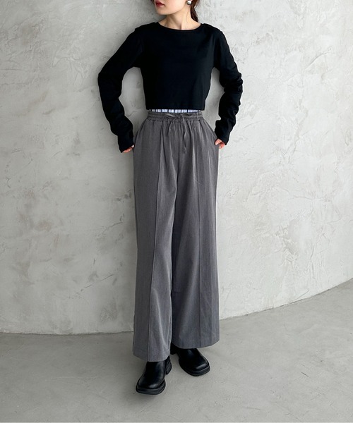 feepur（フェピュール）の「ダブルウエストイージーパンツ（スラックス・レディース・グレー/ブラック・SMALL/MEDIUM）」の21枚目の写真