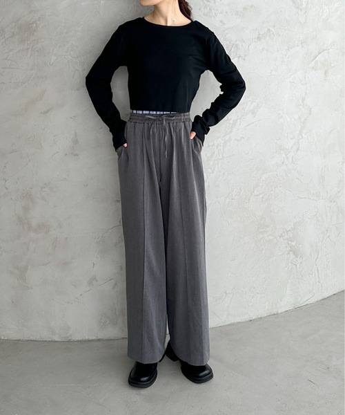 feepur（フェピュール）の「ダブルウエストイージーパンツ（スラックス・レディース・グレー/ブラック・SMALL/MEDIUM）」の22枚目の写真