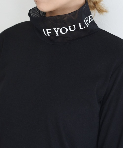 Eimee Law（エイミーロウ）の「フロッキーテキストハイネックトップス（Tシャツ/カットソー・レディース・アイボリー/ブラック/チャコールグレー/グレー系・FREE）」の8枚目の写真