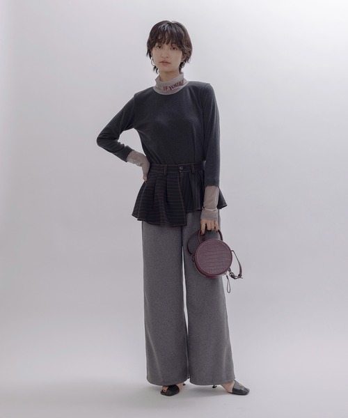 Eimee Law(エイミーロウ)の「フロッキーテキストハイネックトップス(Tシャツ/カットソー・レディース・アイボリー/ブラック/チャコールグレー/グレー系・FREE)」の12枚目の写真