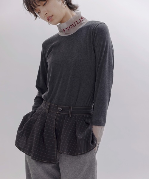 Eimee Law(エイミーロウ)の「フロッキーテキストハイネックトップス(Tシャツ/カットソー・レディース・アイボリー/ブラック/チャコールグレー/グレー系・FREE)」の17枚目の写真