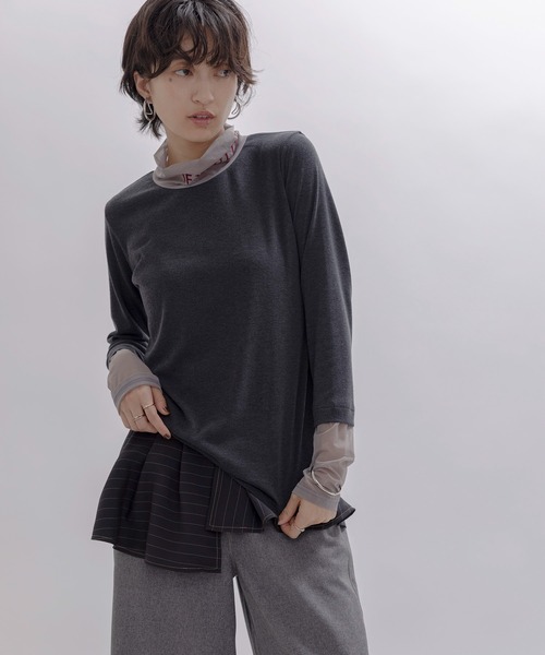 Eimee Law(エイミーロウ)の「フロッキーテキストハイネックトップス(Tシャツ/カットソー・レディース・アイボリー/ブラック/チャコールグレー/グレー系・FREE)」の19枚目の写真