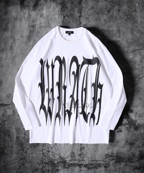 RE730(アールイーセブンサーティー)の「Big logo long sleeve T-shirt / ビックロゴロンT unisex(Tシャツ/カットソー・メンズ・ホワイト/ブラック・M/L)」の1枚目の写真