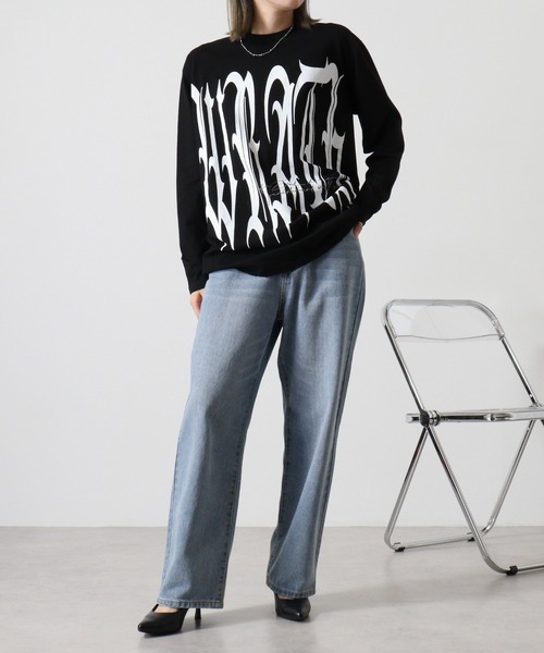 RE730(アールイーセブンサーティー)の「Big logo long sleeve T-shirt / ビックロゴロンT unisex(Tシャツ/カットソー・メンズ・ホワイト/ブラック・M/L)」の10枚目の写真