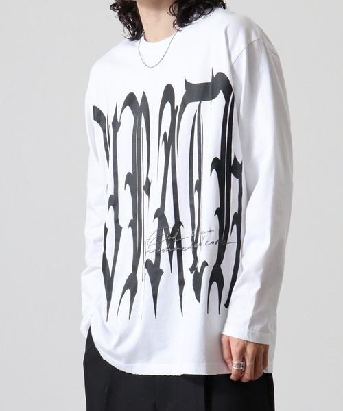 RE730(アールイーセブンサーティー)の「Big logo long sleeve T-shirt / ビックロゴロンT unisex(Tシャツ/カットソー・メンズ・ホワイト/ブラック・M/L)」の6枚目の写真