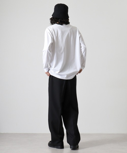 RE730(アールイーセブンサーティー)の「Big logo long sleeve T-shirt / ビックロゴロンT unisex(Tシャツ/カットソー・メンズ・ホワイト/ブラック・M/L)」の8枚目の写真