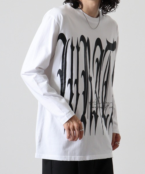 RE730(アールイーセブンサーティー)の「Big logo long sleeve T-shirt / ビックロゴロンT unisex(Tシャツ/カットソー・メンズ・ホワイト/ブラック・M/L)」の4枚目の写真