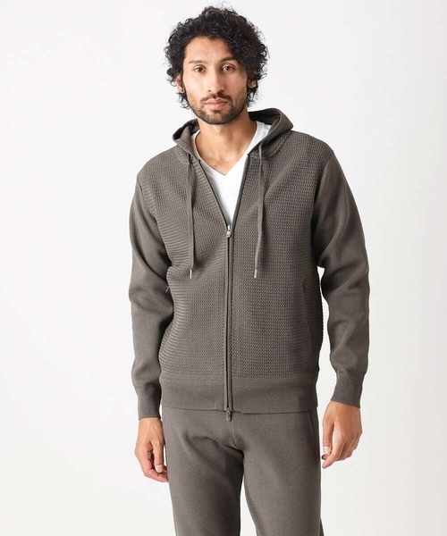 MICHEL KLEIN HOMME (ミッシェルクランオム)の「ニットZIPパーカー セットアップ(パーカー・メンズ・ブラック/ブラウン・MEDIUM/LARGE/X-LARGE)」の3枚目の写真
