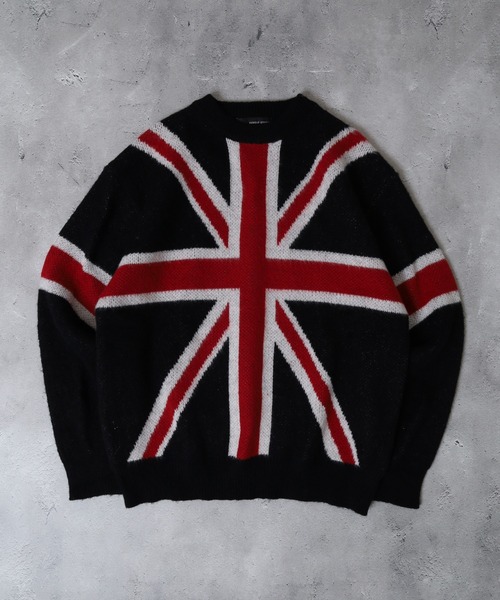Jungle Storm(ジャングルストーム)の「Flag logo jacquard knit / フラッグロゴジャガードニット unisex(ニット/セーター・メンズ・ブラック/オフホワイト/ネイビー/ネイビー系/ブラック系・M/L)」の4枚目の写真