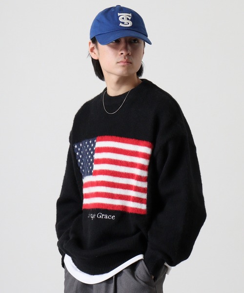 Jungle Storm(ジャングルストーム)の「Flag logo jacquard knit / フラッグロゴジャガードニット unisex(ニット/セーター・メンズ・ブラック/オフホワイト/ネイビー/ネイビー系/ブラック系・M/L)」の11枚目の写真