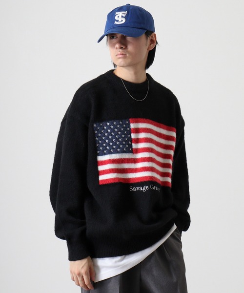 Jungle Storm(ジャングルストーム)の「Flag logo jacquard knit / フラッグロゴジャガードニット unisex(ニット/セーター・メンズ・ブラック/オフホワイト/ネイビー/ネイビー系/ブラック系・M/L)」の13枚目の写真