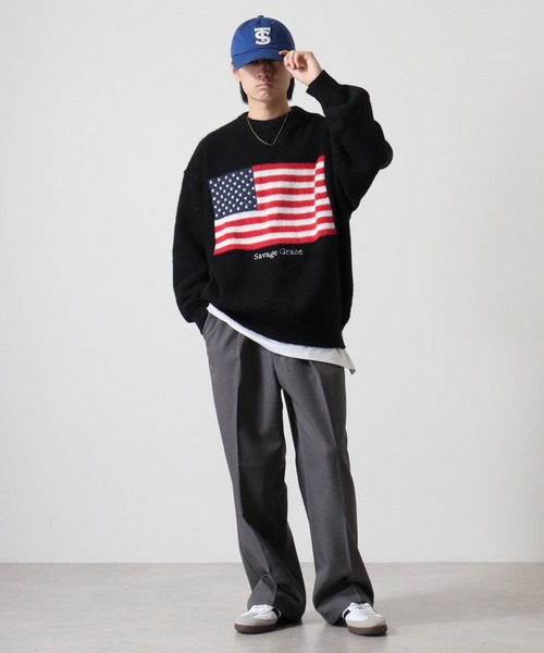 Jungle Storm(ジャングルストーム)の「Flag logo jacquard knit / フラッグロゴジャガードニット unisex(ニット/セーター・メンズ・ブラック/オフホワイト/ネイビー/ネイビー系/ブラック系・M/L)」の14枚目の写真