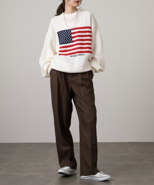 Jungle Storm(ジャングルストーム)の「Flag logo jacquard knit / フラッグロゴジャガードニット unisex(ニット/セーター・メンズ・ブラック/オフホワイト/ネイビー/ネイビー系/ブラック系・M/L)」の18枚目の写真