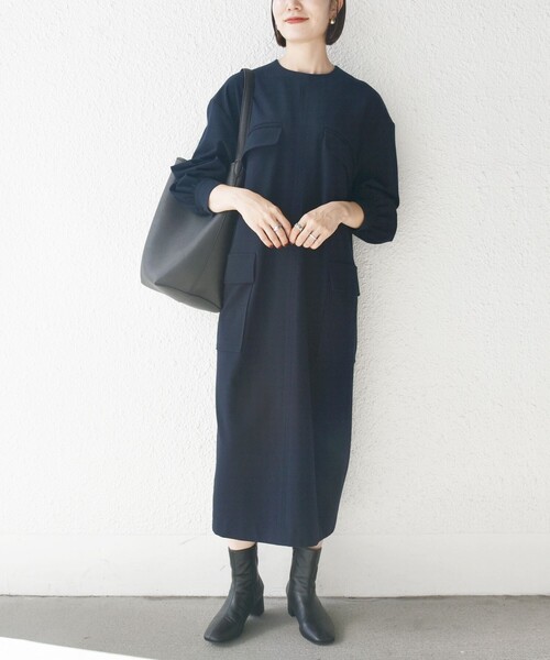 【セール】SHIPS any:〈洗濯機可能〉Iライン ポケット デザイン ワンピース（ワンピース）｜SHIPS any（シップス エニィ）